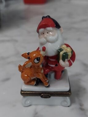 The Rudolph Co. Santa & Rudolph Ceramic Trinket Box